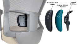 An office chair with expanded lumbar piece